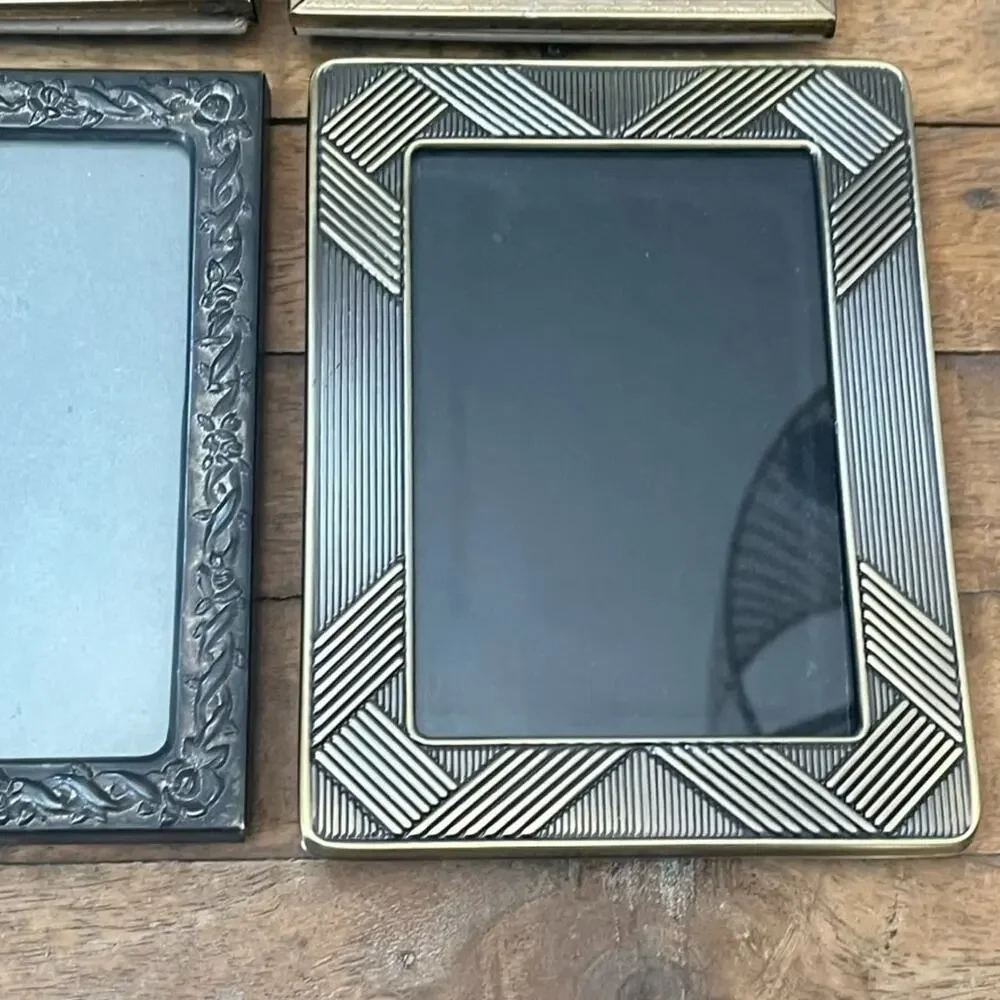 Set of 4 Mixed Silver Plated Picture Frames Ornate & Geometric Patterns